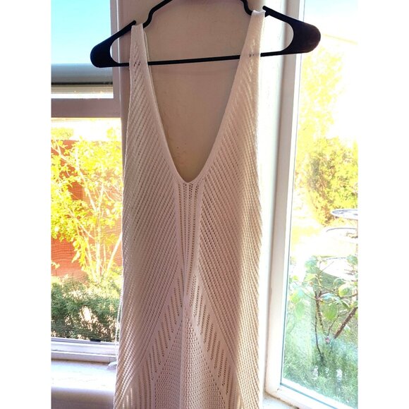 H&M Crochet Swim Cover-Up V-Neck Tank maxi Dress Cream L RR10485 GUC Sheer EUC - Picture 12 of 16